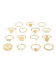 ZAVERI PEARLS Set of 15 Gold Tone Contemporary Stackable Rings For Women-ZPFK13629