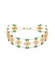 Zaveri Pearls Green Beaded Floral Kundan & Pearls Bridal Head Chain For Women-ZPFK14490