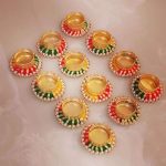 Home Bangle Deepak Set of 12 | Corporate Gift, Diwali Gift, Diya for puja Home Decoration Light Diya, Christmas Candle, Lighting, New Year Candle