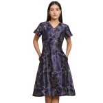 Powersutra Printed Silk Dress for Women | A-line Dress for Women | Office Wear for Women | Blue