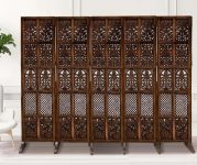 Wooden Divider Partition Versatile Privacy Screen for Living Room Room Divider (6 Feet for Living Room/Bedroom/Office/Restaurant (Brown) (5 Panel with Stand)