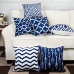 Modern Homes Cotton Designer Decorative Throw Pillow Covers/Cushion Covers (Navy Blue, 16×16 inches) – Set of 6