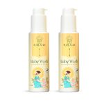 Pure Aura Baby Body Wash, 200 ml (Pack of 2) | Gentle Tear-Free Formula with 12 Ayurvedic Herbs | Natural Hydration | Vegan & Cruelty-Free | Safe for Newborns & Kids