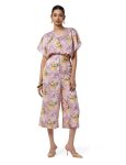 Zima Leto Women’s Pink Satin Co-Ord Set | Floral Digital Printed V-Neck Loose Top with High Waist Pants | Stylish Summer Pant Suit for Women | Trendy Casual, Party & Festive Outfit