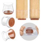 QUENT 4 PCS Silicone Chair Leg Floor Protectors | Rubber Caps to Prevent Scratches, Reduce Noise, Anti-Slip | Furniture Covers for Stool Anti-Noise (Large-Clear)