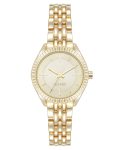 Nine West Women’s Bracelet Watch, Analog Display, Gold-Tone Metal Band, Limited Movement, Textured Bezel, Mineral Crystal Lens