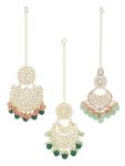 Zaveri Pearls Set of 3 Multicolor Beads Traditional Kundan Maangtikka For Women-ZPFK14537