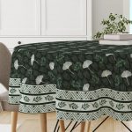 Astitva Premium 100% Cotton Round Table Cloth | 60-Inch Circular 4-Seater Table Cover with Elegant Designed Border – Tropical Print