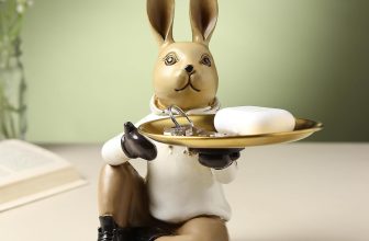 ARMONIA Decorative Rabbit Butler Tray Holder, Matte Finish, Modern Art Showpiece, Decorations for Home Table, Living Room, Bedroom & Office, 25 x 20 x 20 cm, Anti-Scratch Base