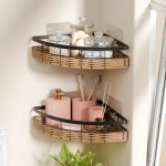 Lifelong Bathroom Corner Shelf for Storage | Set of 2 | Dual Installation – Adhesive Sticker & Screws | Rustproof, Space-Saving | Strong and Durable, Easy Install with Strong Hold (Black, LLBCR01)