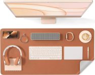 HAGO Premium PU Leather Desk Mat for Office & Home | Reversible Dual-Side Desk Pad (Brown & Grey) | Waterproof Anti-Slip Table Mat – 35×60 CM