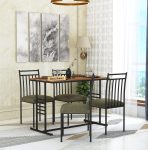 Engineered Wood Top Dining Table with Cushioned Chairs | Metal Dining Table Set for Living Room Dinning Hall Home Hotel | DIY (Do It Yourself) (Green4s, 4 Seater)