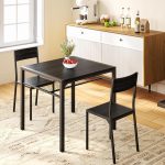 Gizoon Wood Dining Table Set For 2, 3 Piece Kitchen Table With 2 Chairs For Small Space, Apartment, Kitchen, Dining Room, Space-Saving
