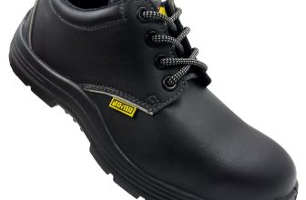 Jama JM003 Safety Shoe for Heavy Duty Work | Professional Look, Micro Fiber Washable Upper Ideal for Hospital, Warehouse, Pharmaceutical Industry & Labs, Steel Toe | Size 06 UK/INDIA