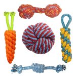 PET WORLD Dog Toys | Dog Chew Toys + Puppy Teething Toys + Rope Toys + Toys for Small to Medium Dog | Washable Cotton Toys | Multi Colour Toys (Pack of 5)