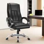 Breeze Orthopedic Boss Chair with 3 Year Warranty | Leatherette Office Chair | Ergonomic Executive Chair with Cushioned Seat | Heavy Duty Metal Base | Rocking Function (Leather Black)