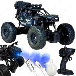 toyco® Alloy Rock Crawler – Rechargeable Remote Control Car Toy with LED Smoke Effect and Anti-Slip Tyres| 1:18 Scale | Off-Road RC 2WD Monster Truck Gift for Kids Boys and Girls Age 4-12+ (Black)