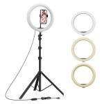 Tygot 10 Inches Big LED Ring Light for Camera, Phone tiktok YouTube Video Shooting and Makeup, 10″ inch Ring Light with 7 Feet Long Foldable and Lightweight Tripod Stand
