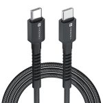 Portronics Konnect X 60W Unbreakable Nylon Braided Cable, 2M Fast Charging Cable For iPhone 15 Series, iPad, Samsung Galaxy (Black)