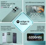 Motorola Edge 70 Fusion (Pantone Blue Surf, 12GB RAM, 256GB Storage) | 6.78″ 144Hz AMOLED Display | Snapdragon 7s Gen 4 | 50MP OIS + 13MP Camera | 32MP Selfie | 7000mAh Battery | 68W TurboPower |