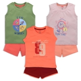 LuvLap Baby Boys Regular Fit 100% Cotton Sleeveless Boys T-Shirt & Shorts Set Pack of 3