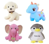 Combo of 4 Animals Soft Toy for Kids, Baby Playing Soft Toy Best Stuff Toys for Kids Birthday Gift, Adorable Plush Soft Toys .(Appu, White Dog, Grey Penguien & Blue Unicorn)