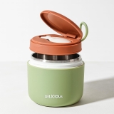 YELONA Stainless Steel Lunch Pot for Meals, Lunch, Tiffin Box for Men, Women, Kids Leakproof Meal Jar with Foldable Spoon for Office, School, College- Fern Green, 430 ML