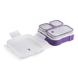VAYA TYDBYT Lunch Box for Kids Girls, Stainless Steel Bento Box with 3 Compartments, Lightweight & Durable, Perfect Tiffin Box for School & College, Ideal for Packing Daily Meals – Purple