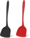 Sugalsu Silicone Spatula, High Heat-Resistant Premium Flexible Non-Stick Rubber,Kitchen Cooking/Baking Spatula (Pack of 2, Black+Red)