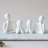 Couple Family Statue | Ceramic Thinker Sculpture | Home Decor Items for Living Room Show Piece | Table Artifact (White | Set of 4), People