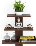 CHARMWUD 3-Tier Wooden Wall Mounted Floating Shelves, Dark Brown, Modern Decorative Display Shelf
