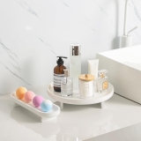 2 Pcs Round Wooden Decorative Tray, Coffee Table, Bathroom Vanity, Kitchen Counter, White, Rustic Wood Tray Decor