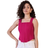 Powersutra Pink Solid Top for Women | Corset Top for Women | Office Wear for Women | Strappy Corset Top for Women