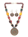 Shining Diva Fashion Latest Stylish Traditional Tibetan Pendant Necklace Jewellery Set for Women