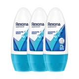 Rexona Shower Fresh Underarm Roll-On Deodorant for Women | 72H Odour Protections | 50ML (Combo Pack of 3)