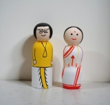 Wooden Peg Dolls Bengali Couple Non Toxic Colors (2 Years+) – Set of 2 Wooden Dolls | Pretend Play, Open Ended Toys, Improves Childs Creativity