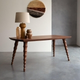 Austin Solid Wood Dining Table Only with Designer Legs | 6 Seater Dining Room Table for Home, Restaurant, Cafeteria & Lounge | Mango Wood, Teak Finish |