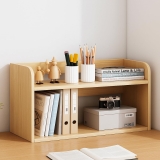 Adjustable Wooden Desk Organizer Shelf – 2-Tier Countertop Bookshelf for Office, Study, Bedroom – Storage Rack for Books, Files, Stationery & Decor (Natural Wood Finish) (Light Oak)