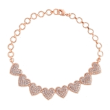 VOYLLA Sparkling Elegance Hearts Zirconia Rose Gold Plated Bracelet