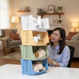 Stackable Ventilated Plastic Storage Baskets – Multi-Purpose Organizer Bins for Kitchen, Toys, Pantry & Bathroom – Durable, Space-Saving & Easy to Clean (set of 4)