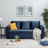 FURNY Livino 3 Seater Fabric Sofa Set (Blue)