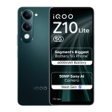 iQOO Z10 Lite 5G (Cyber Green, 4GB RAM, 64GB Storage) | 6000 mAh Battery | Dimensity 6300 5G Processor with 433K+* AnTuTu Score | IP64 Rated & Military Grade Shock-Resistance