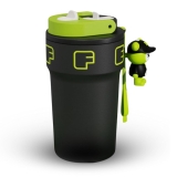 daiDokoro 550ml Vacuum Insulated Tea & Coffee Tumbler Flask with Silicone Straw | SUS316 Thermos Mug | Anti-Spill Sip Lid & Lock | Cute Design with Rabbit & Bear Pendants | Hot & Cold Drink Bottle