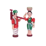 Channapatna Wooden Farmer Couple Dolls Toys for Kids, 5 inch, Set of 2, Multi-Colour