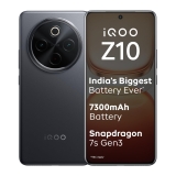iQOO Z10 5G (Stellar Black, 8GB RAM, 128GB Storage) | India’s Biggest Ever 7300 mAh Battery | Snapdragon 7s Gen 3 Processor | Brightest Quad Curved AMOLED Display in The Segment