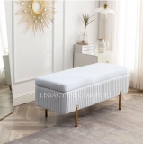 Miajah Velvet Upholstered Flip Top Storage Bench 2 Seater Sofa Upholstered Ottoman Bench with Storage for Living Room, Bedroom (White)