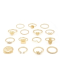 ZAVERI PEARLS Set of 15 Gold Tone Contemporary Stackable Rings For Women-ZPFK13629