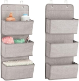 Collapsible Fabric 3-Layered Pocket Wall Door Cloth Wardrobe Hanging Storage Cabinet Hanger Bags Box Organizer-Grey- Set Of 1, Utensils, Grey