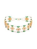 Zaveri Pearls Green Beaded Floral Kundan & Pearls Bridal Head Chain For Women-ZPFK14490