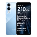 iQOO Z10 Lite 5G (Titanium Blue, 4GB RAM, 128GB Storage) | 6000 mAh Battery | Dimensity 6300 5G Processor with 433K+* AnTuTu Score | IP64 Rated & Military Grade Shock-Resistance